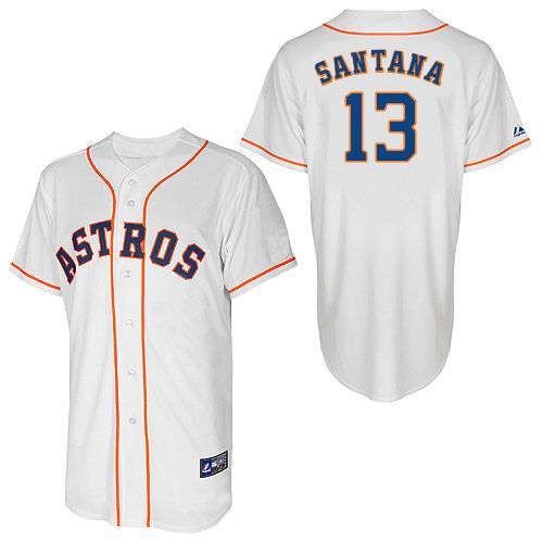 Domingo Santana #13 Youth Baseball Jersey-Houston Astros Authentic Home White Cool Base MLB Jersey